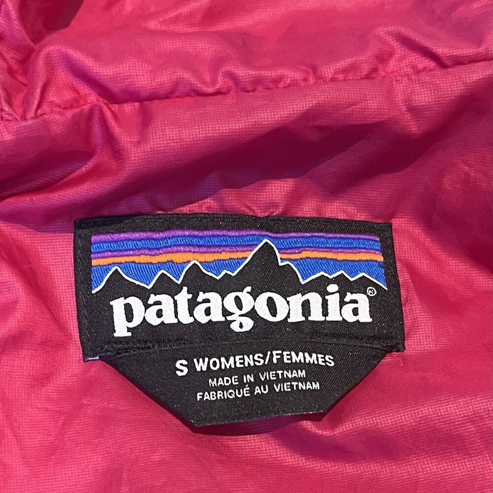 Patagonia Nano Puff Jacket Womens Small Magenta Hoody Thermal Hooded Puffer Coat - Picture 15 of 15